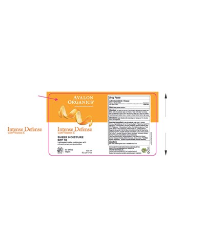 Bottle Label (Av4539202 Avalon Organics Intense Defense  Sheer Moisture Spf 10 Bottle Label)